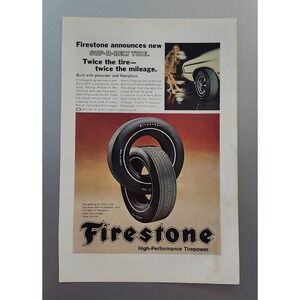 1969 FIRESTONE TIRES Original Vintage Print Ad Chrome‎ Wheels Wide Oval